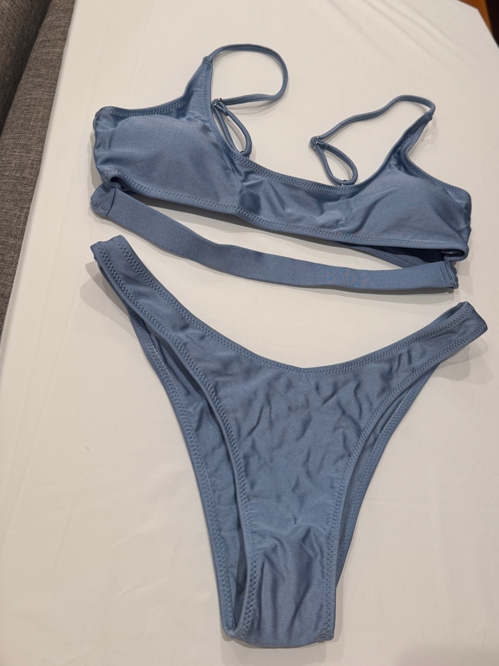 SHEIN Dusty Blue Scoop Bralette Bikini Set